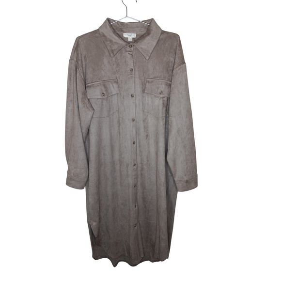 New Easel Los Angeles Oversized Shirt Jacket Coat Gray L Soft Stretch Long” - Picture 3 of 8